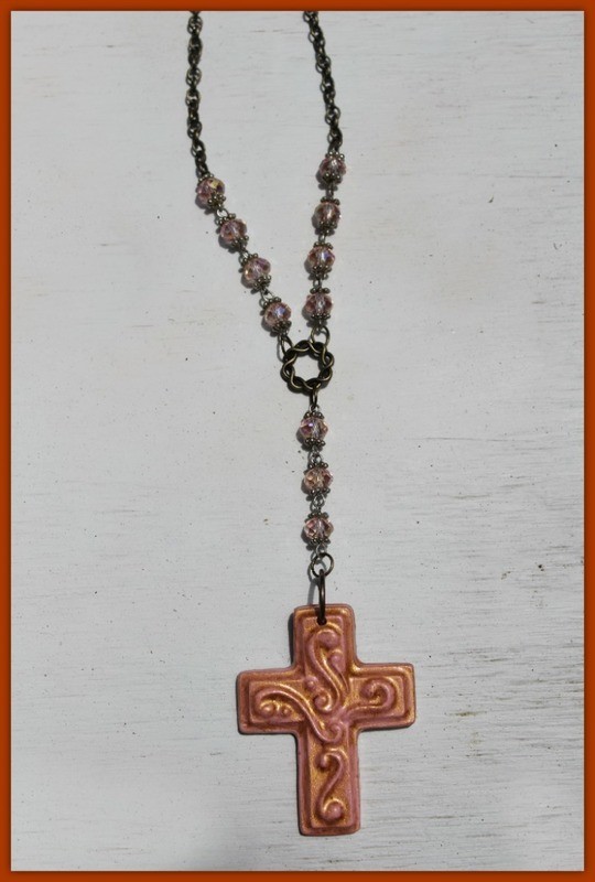 Summer Flourish Clay Cross Necklace