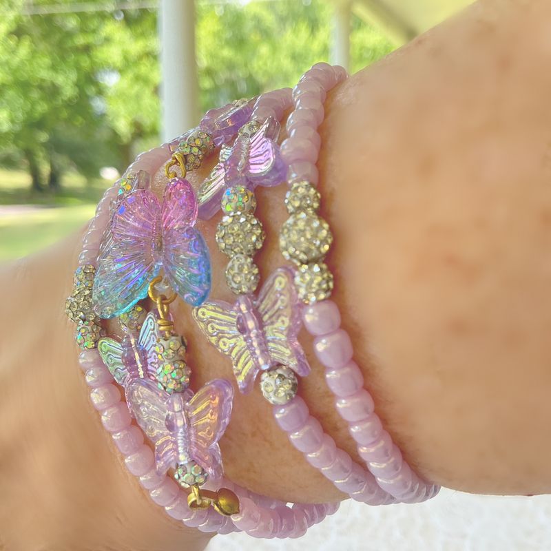 Butterfly Beauty 5-Piece Stretch Bracelet Set-Costume Jewelry Fashion Accessory