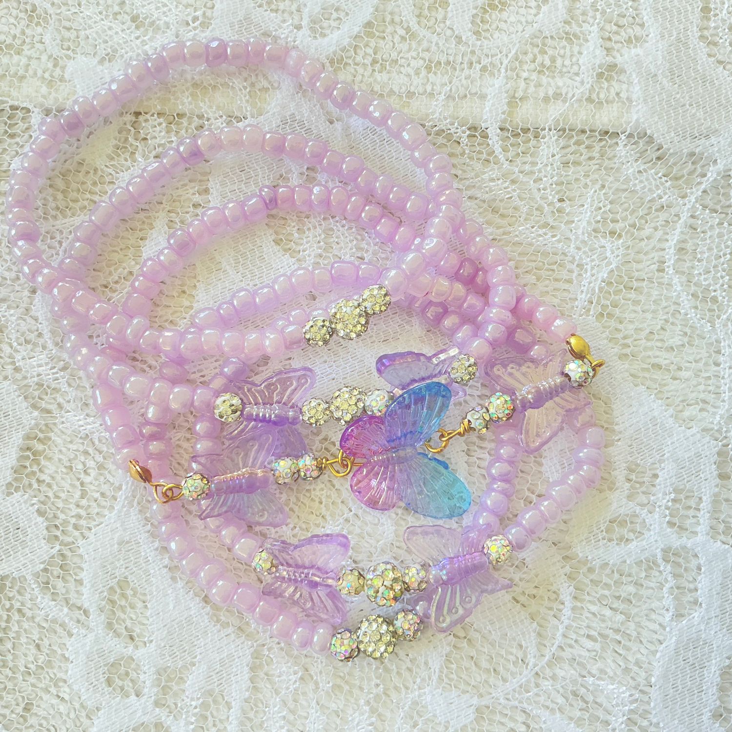 Butterfly Beauty 5-Piece Stretch Bracelet Set-Costume Jewelry Fashion Accessory