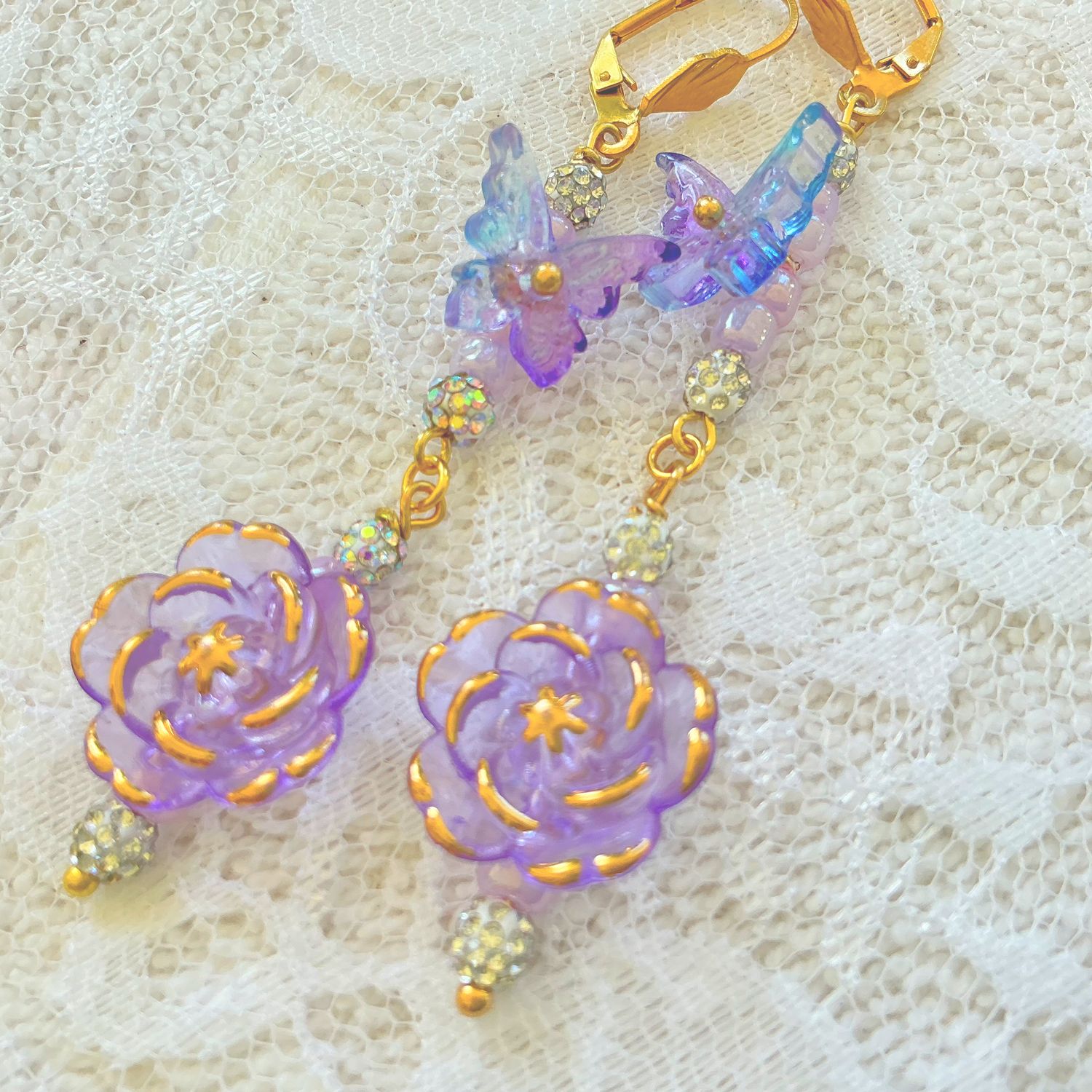 Butterflies In Flight Lever Back Earrings
