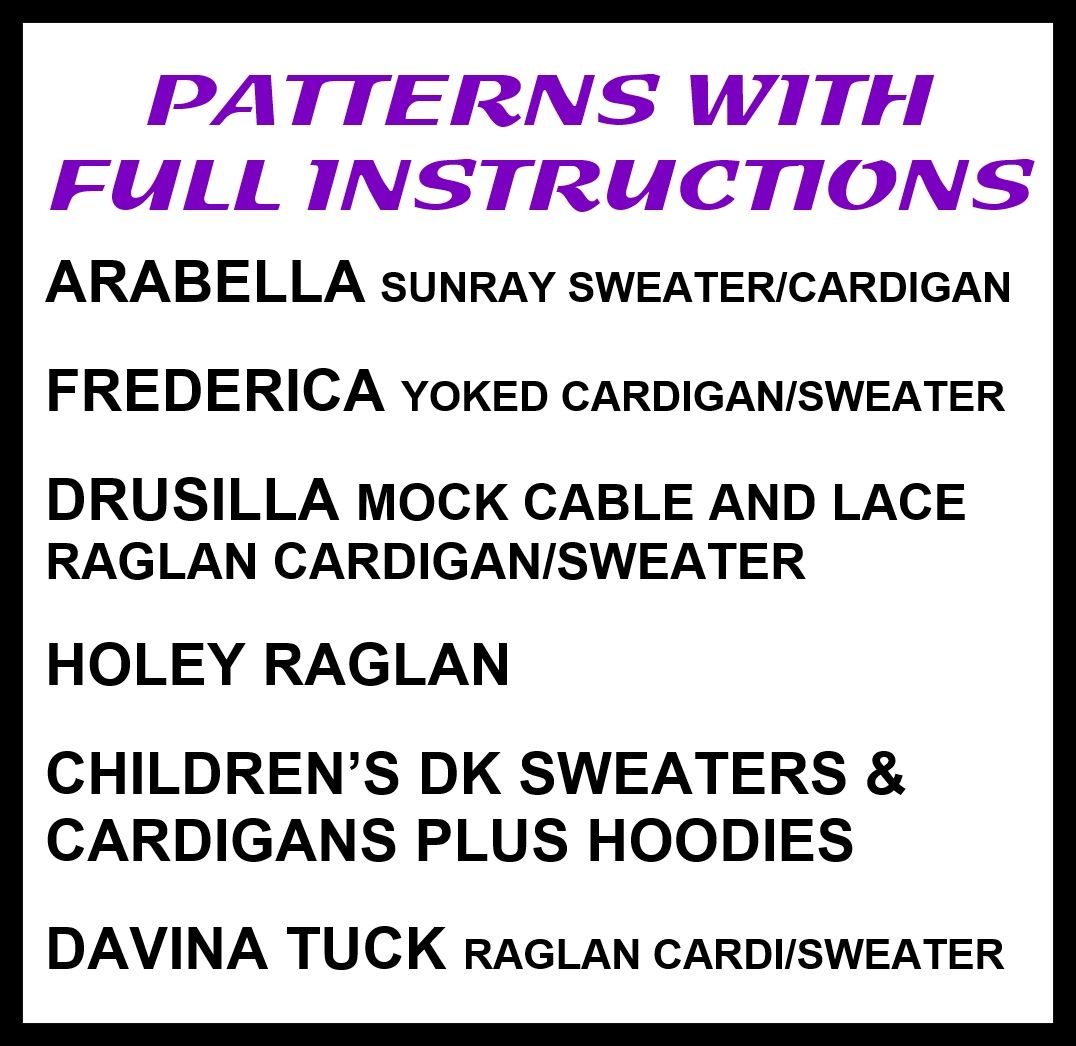 Machine Knitting patterns with full instructions  PDF