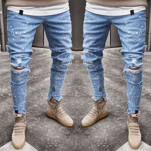 Denim painted jean trouser