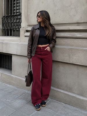DENIM WIDE LEG BORDO
