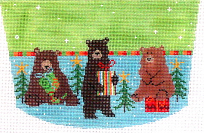 Bears Stocking Cuff  (hand painted needlepoint canvas 
from Pippin)*Product may take longer than usual to arrive*