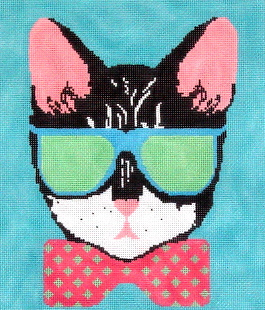 Cool Cat     (stitch painted needlepoint canvas from Voila