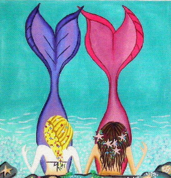 Mermaid Sisters    (handpainted needlepoint canvas from Alice Peterson)*Product may take longer than usual to arrive*