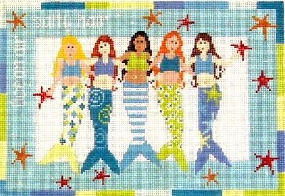 Mermaids (hand painted needlepoint canvas from Pippin Studios)*Product may take longer than usual to arrive*
