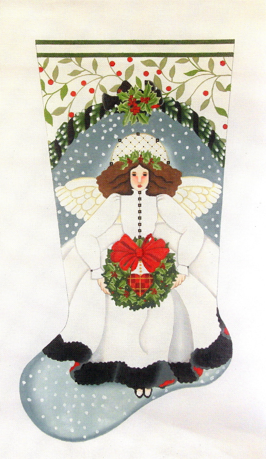 White Angel Stocking  handpainted from Melissa Shirley*Product may take longer than usual to arrive*