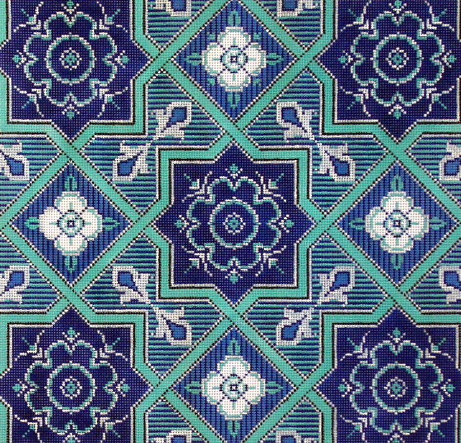 Blue & Turquoise Geometric    handpainted from The Point Of It All Designs