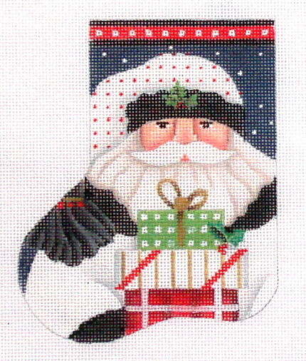 White Santa Mini Sock  (Handpainted by Melissa Shirley)