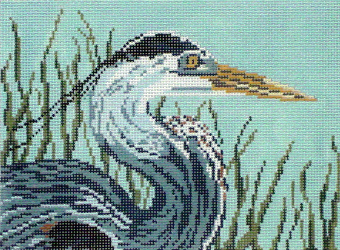 Great Blue Heron     (hand painted from Needle Crossing)