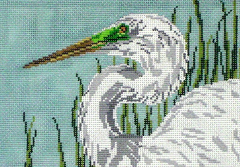 Great Egret   (Handpainted by Needle Crossing)