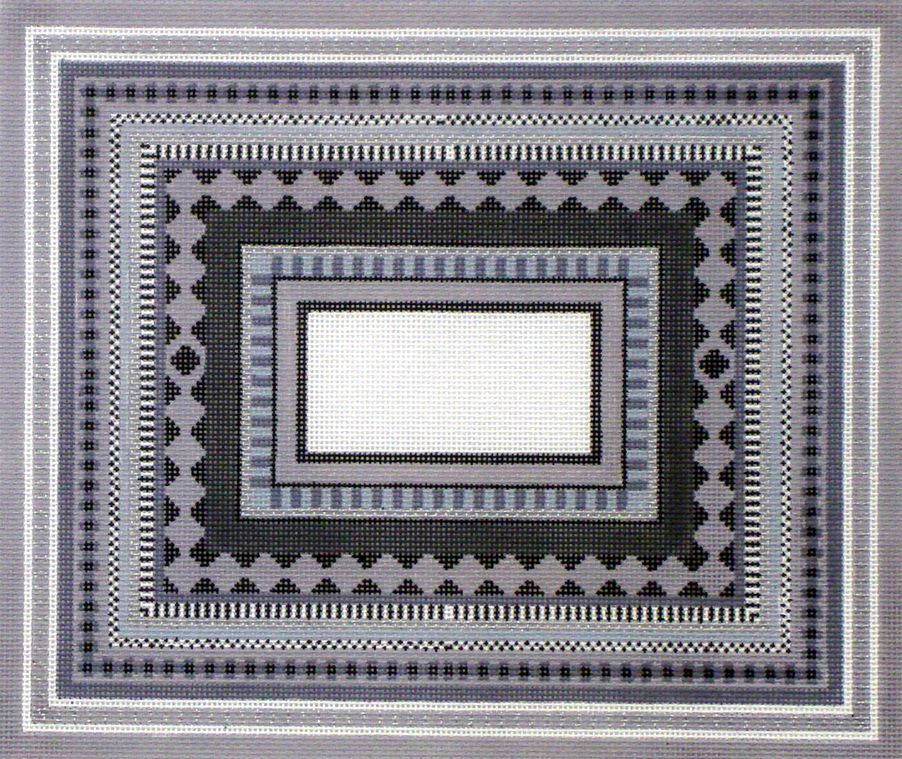 Geometric Monochrome Tallis Back (hand painted from Julia's Needleworks)*Product may take longer than usual to arrive*