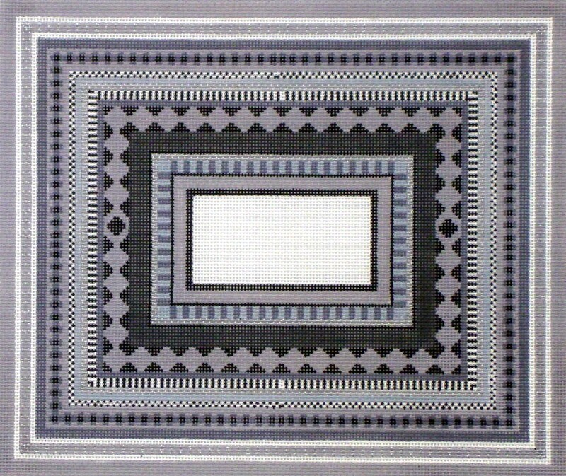 Geometric Monochrome Tallis Back  (Handpainted by Julia's Needleworks)