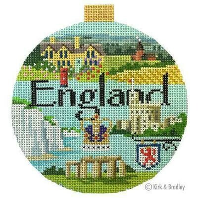 England Travel Round (stitch painted from Kirk and Bradley)*Product may take longer than usual to arrive*