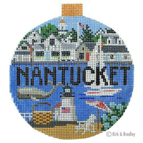 Nantucket Travel Round     (stitched painted from Kirk & Bradley)*Product may take longer than usual to arrive*