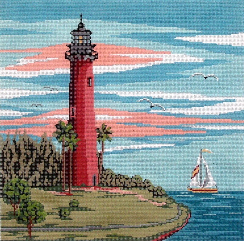 Jupiter Lighthouse   (Handpainted by Needle Crossing)