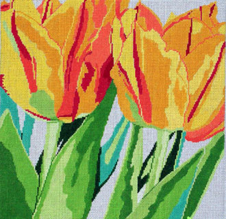 Flaming Tulips    (handpainted by Jean Smith)
