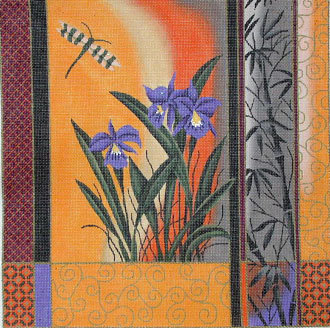 Orchid & Dragonfly   (Handpainted by JP Needlepoint)