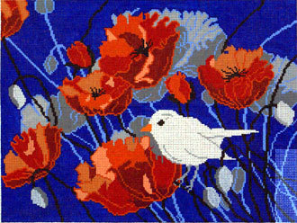 Bird with Poppies    (handpainted by Treglown Designs)