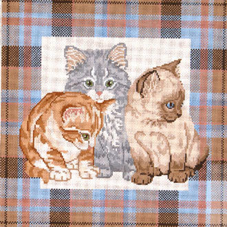 Kittens on Plaid    (handpainted by Meredith Collection)