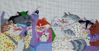 Stitchin Cats    (handpainted by Julia's Needlework)