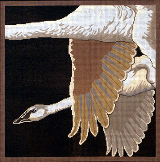 Trumpeter Swans on Black (Handpainted by Red Thread Designs) Trumpeter Swans on Black (Handpainted by Red Thread Designs)