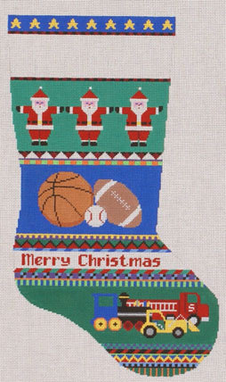 Sport Balls & Trucks Stocking (Handpainted by Susan Roberts)*Product may take longer than usual to arrive*