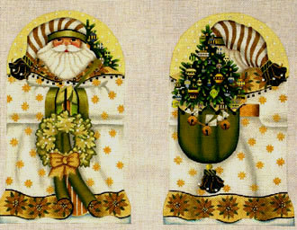 Golden Santa (2 sided standup)   (handpainted from Melissa Shirley)