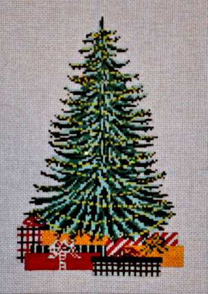 Old Christmas Tree Pillow (Handpainted by Needle Crossings)