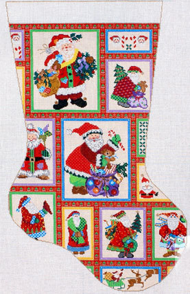 Santa Collage Stocking (handpainted by Meredith Collection)*Product may take longer than usual to arrive*