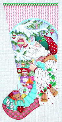 Peppermint Stick Santa Stocking (Handpainted by Melissa Shirley)
