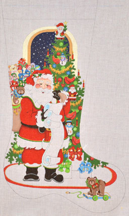 Santa with Toy Bag & List Stocking    (handpainted by Strictly Christmas)