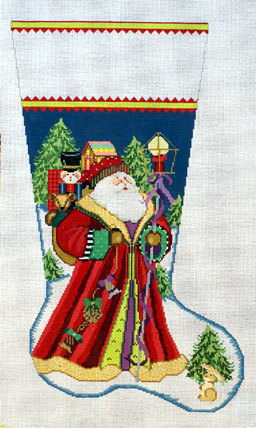 Santa Delivers Stocking    (Handpainted by Needledeeva Inc.)