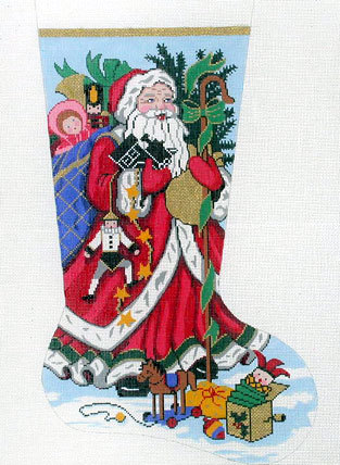 Kris Kringle Christmas Stocking (Handpainted from Lee's Needle Arts)