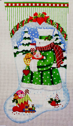 Toy Snowman Stocking     (handpainted by Melissa Shirley)