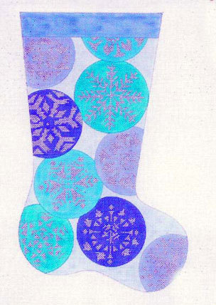 Large Blue Snow Flakes Stocking   (Handpainted by All About Stitching)