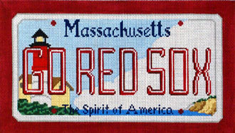 Go Red Socks License Plate  (Handpainted by CBK Needlepoint Collection)