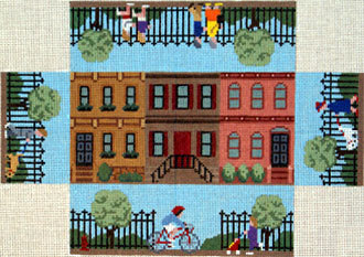 Brownstone Walk Brick Cover (Handpainted canvas by Susan Roberts)*Product may take longer than usual to arrive*