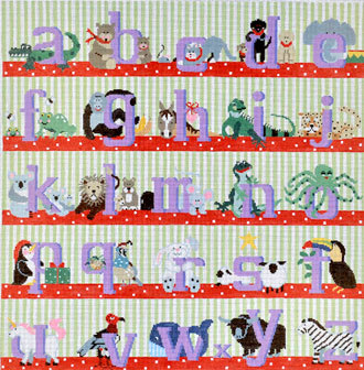 Alphabet Square Rug/Wall Hanging  (girl, lavender letters)   (handpainted by Kathy Schenkel)*Product may take longer than usual to arrive*