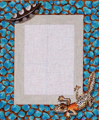 Lizard Picture Frame     (hand painted needlepoint canvas from Colors of Praise)*Product may take longer than usual to arrive*