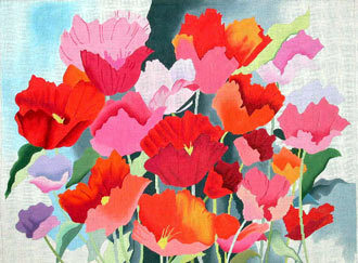 Large Watercolor Poppies   (handpainted by Alice Peterson Designs)