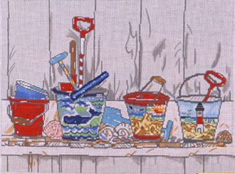 Pails on Shelf  (Handpainted by Cooper Oaks Designs)*Product may take longer than usual to arrive*
