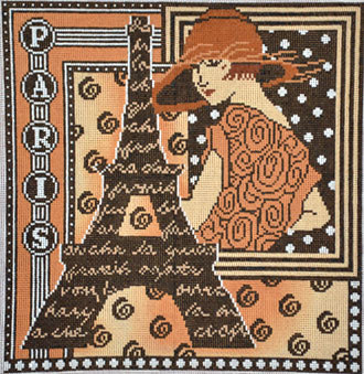 Paris in Brown (hand painted from Mindy's needlepoint factory)*Product may take longer than usual to arrive*