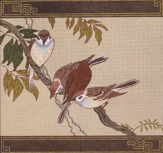 Sparrow Pillow (Handpainted by Red Thread Designs) Sparrow Pillow (Handpainted by Red Thread Designs)