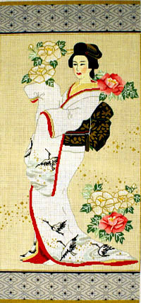 Geisha in White (Handpainted by Sophia Designs)