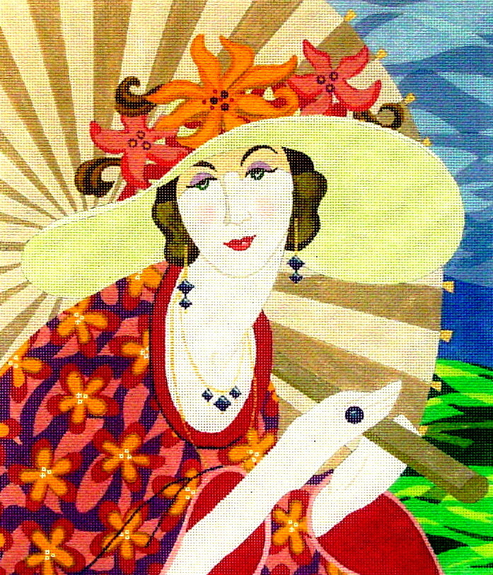 Vogue Lady with Umbrella    (hand painted from PLD Designs)