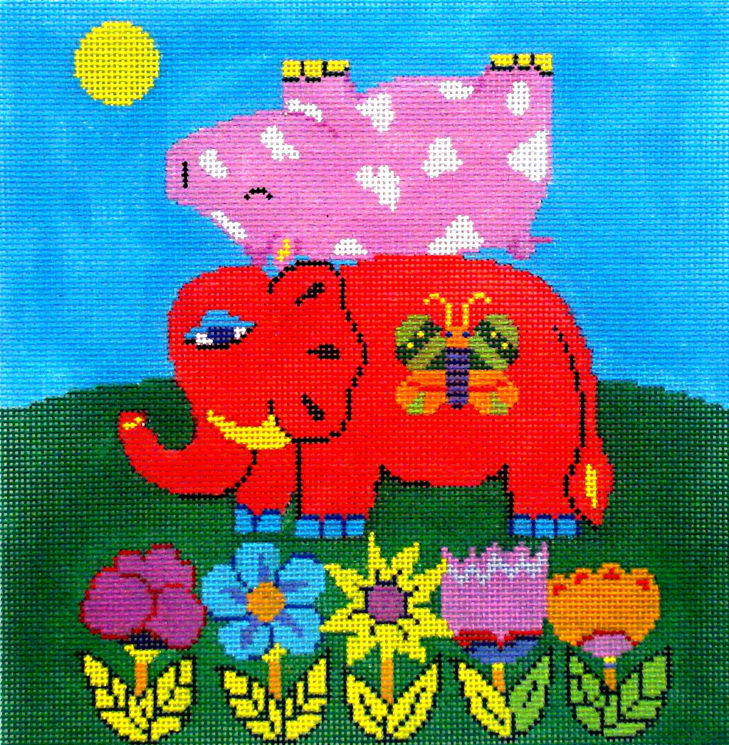 Elephant and Pig (Handpainted by Patti Mann)