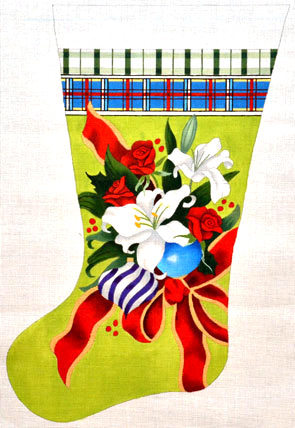 White Lily Stocking (Handpainted by The Point Of It All Designs)