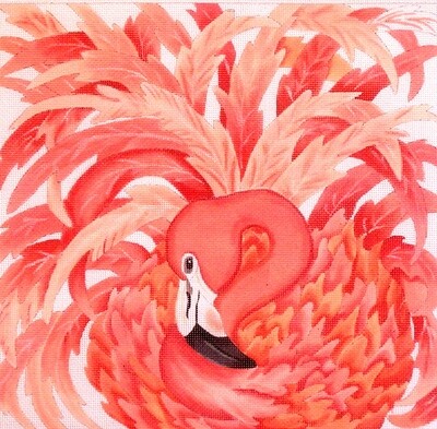 Ruffled Flamingo   (handpainted from Canvas Works)*Product may take longer than usual to arrive*
